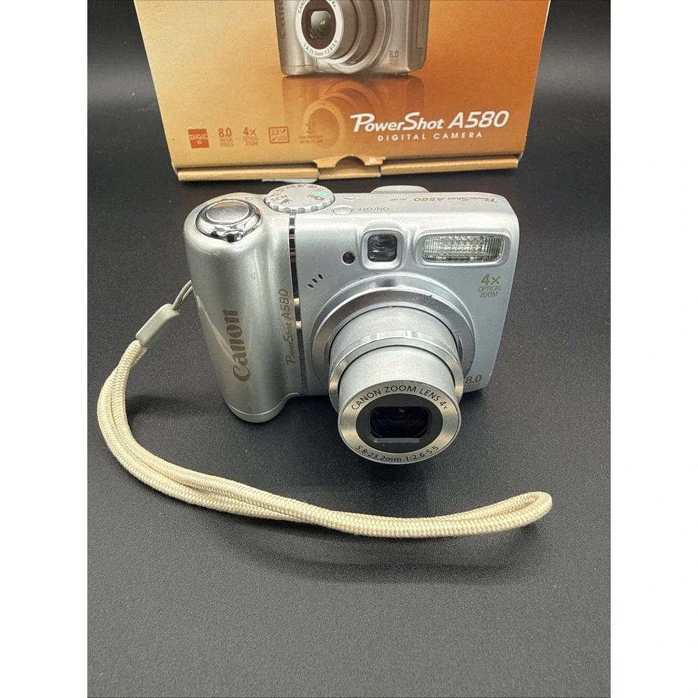 CANON POWERSHOT A580 8MP Digital Camera *GOOD/TESTED* W BOX + 8GB Memory Card